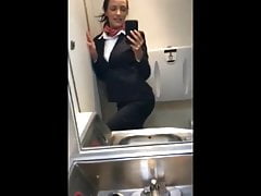 Real Amateur Stewardess Wanks on Flight